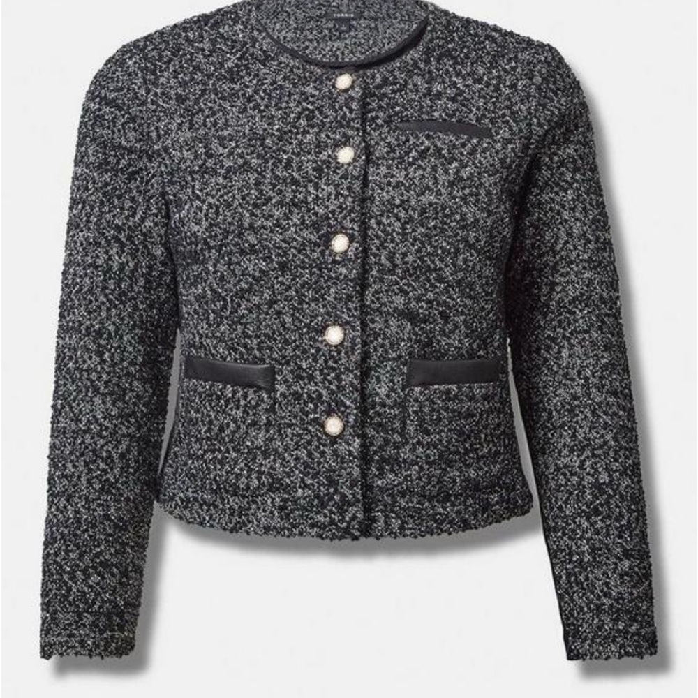 Torrid Black and Gray Tweed Blazer